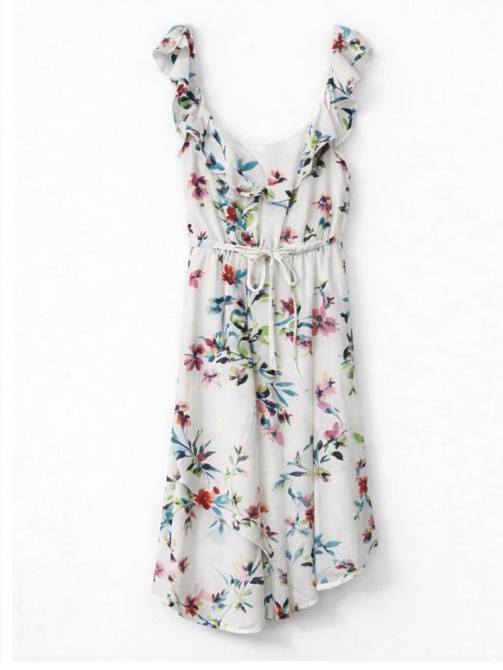 NWT IZ Byer Floral Wrap Dress XXL White High Low Ruffle Boho Spring - Picture 3 of 6